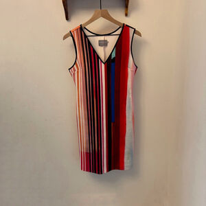 Clover Canyon Eclipse Striped V-Neck Scuba Dress Bold Multicolor